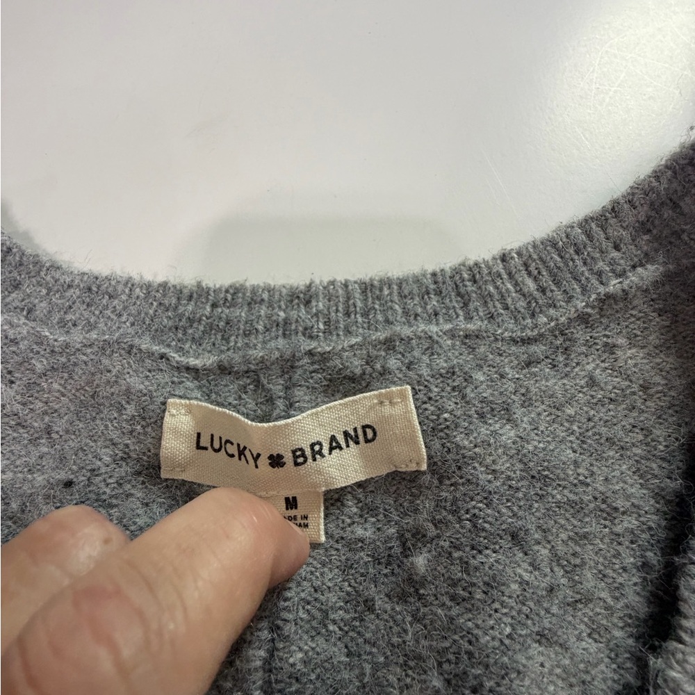 Lucky Brand Gray V-Neck Sweater - Picture 2 of 5
